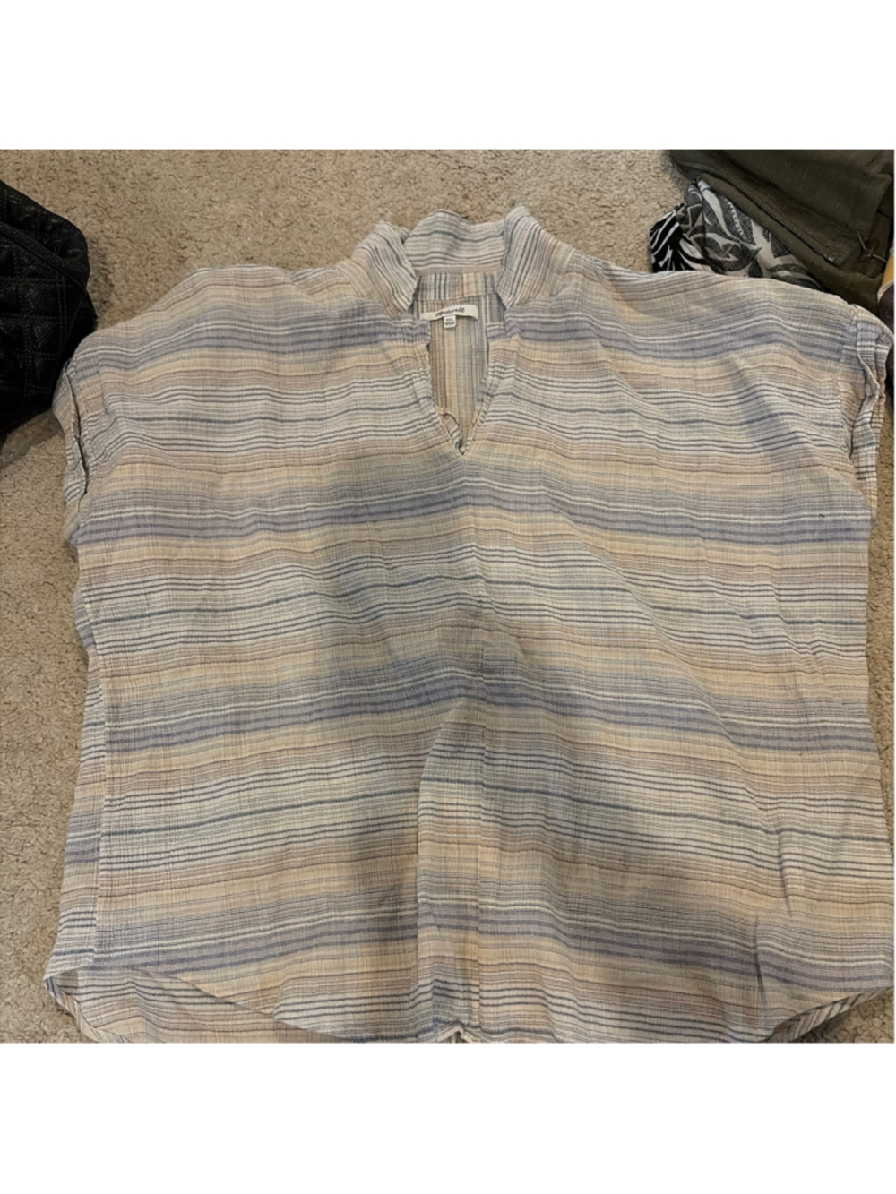 Women's Madewell Striped Blouse XXL Beige Blue